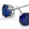 Image 2:  Paris Jewelry 14k White Gold Round Blue Sapphire Stud Earrings