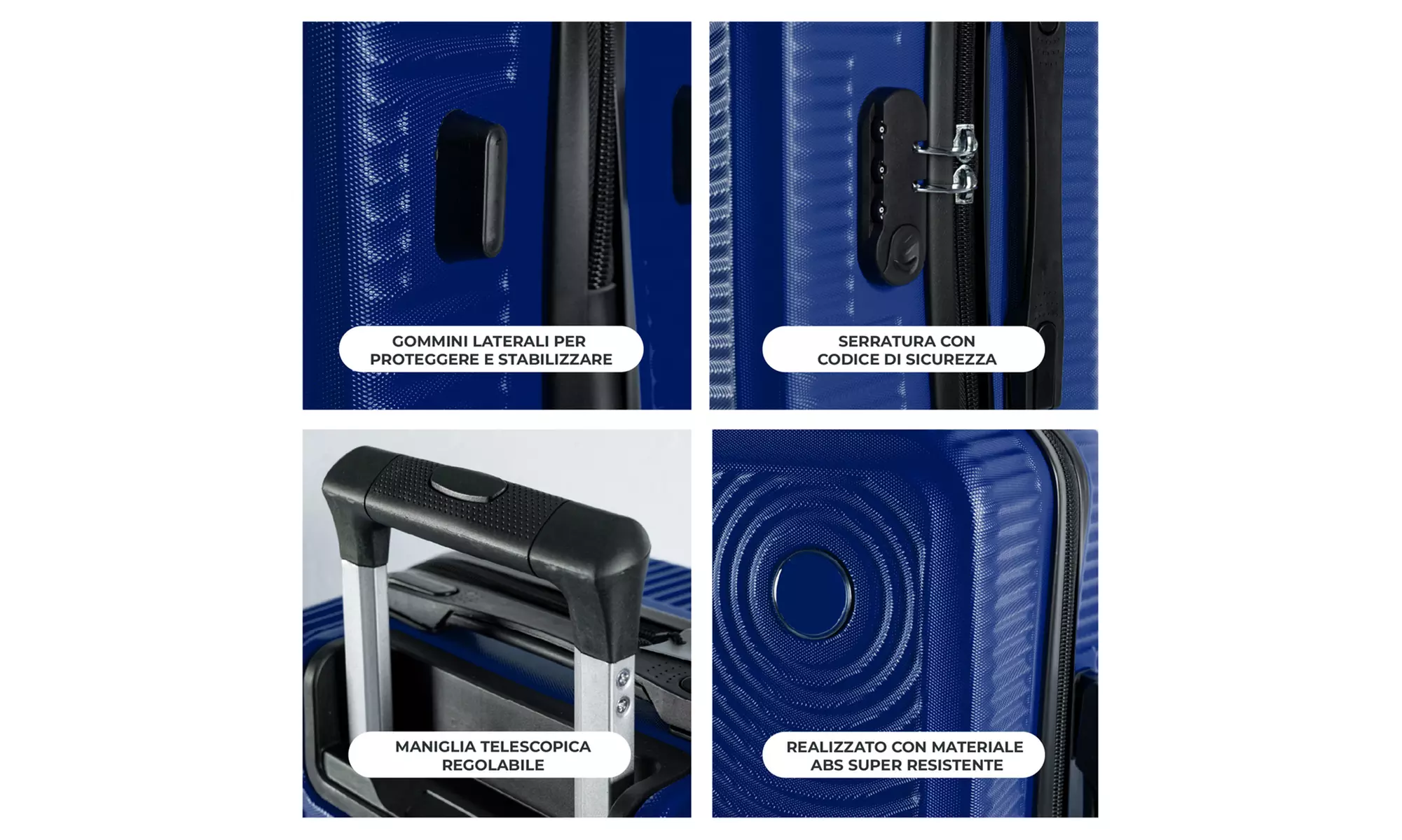 Maleta de cabina de ABS con ruedas desmontables