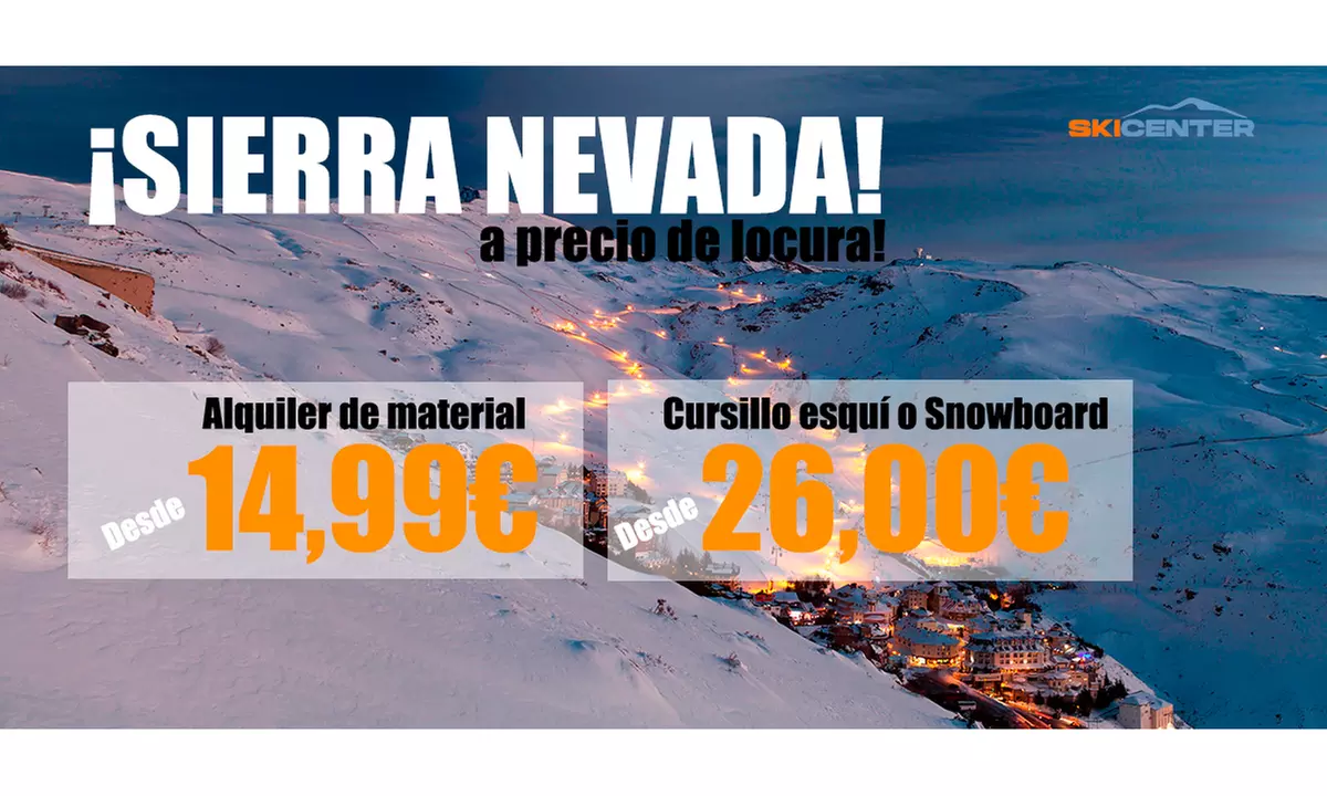 1, 2 o 3 días de alquiler de equipo o curso de esquí o snowboard en Sierra Nevada con hasta un 67% de descuento - Primary Image