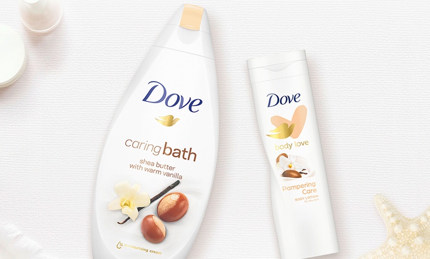 Image 3: Dove Pamper Body Wash and Lotion Gift Set with Wax Burner and Melts