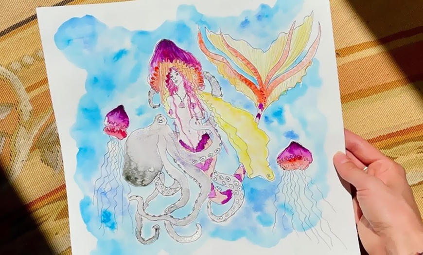 Image 10: Taller de pintura con 2 copas de vino para 1 o 2