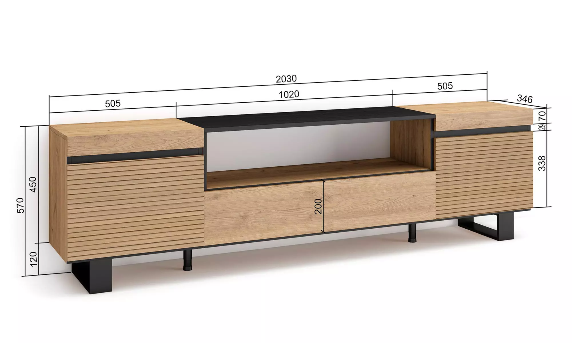 Meuble TV avec ou sans cheminée électrique LED