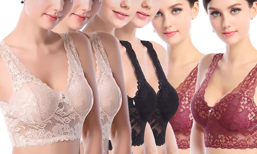 Image 11: Three or Six Wireless Lace Bras