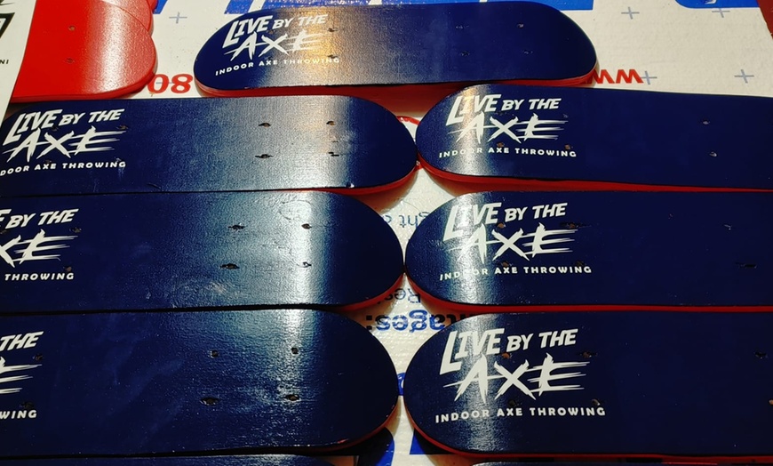 Image 7: In-House Axe-Throwing: 1 Hour (for 2 or 4) or 2.5 Hours (for 8 or 12)