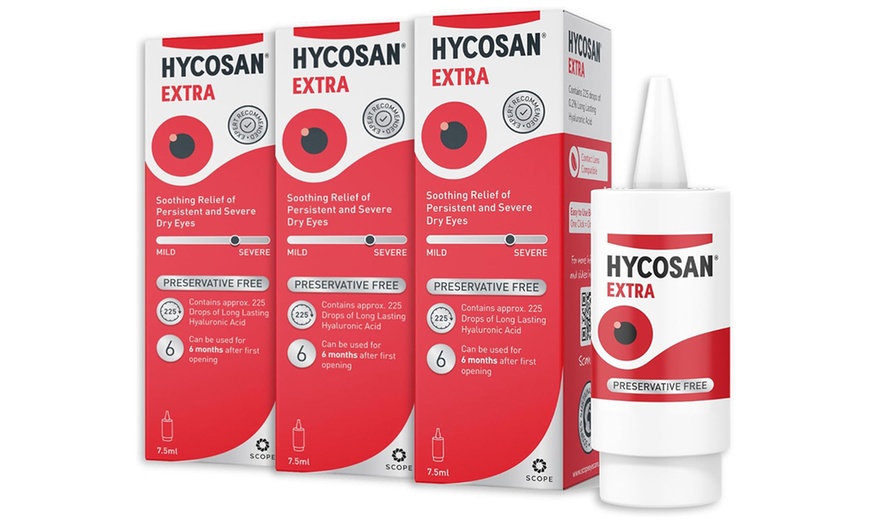 Image 1: 3 pack of Hycosan Extra 7.5ml - Preservative Free Eye Drops