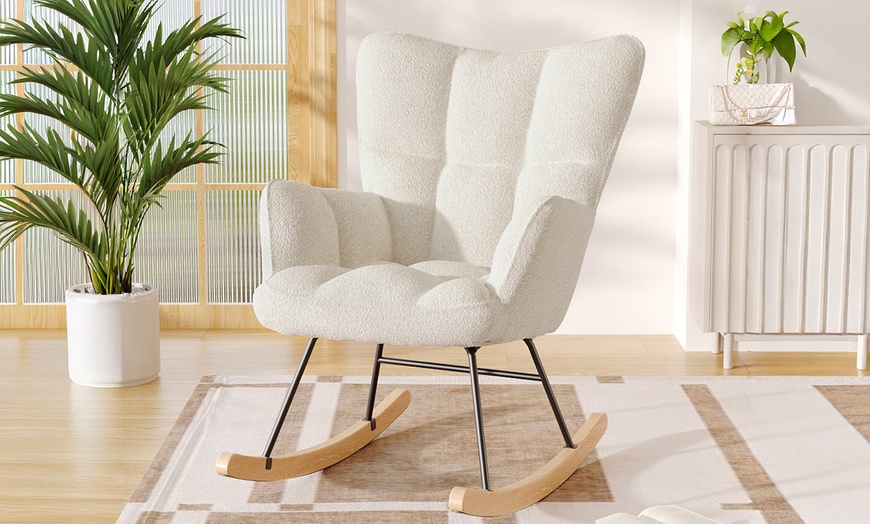 Image 2: Living And Home Tufted Rocking Chair in Assorted Colours