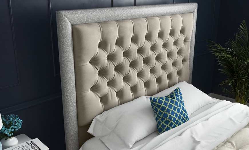 Image 3: DS Living Cheltenham Upholstered Soft Velvet Bed