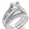 Image 4: 2.10 Ct Princess Cubic Zirconia Sterling Silver 925 Wedding Ring Set