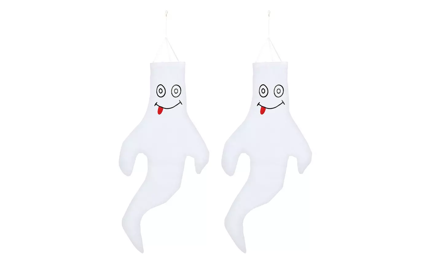 2PCS Large Halloween Hanging Ghost Windsocks Outdoor Yard Decoration