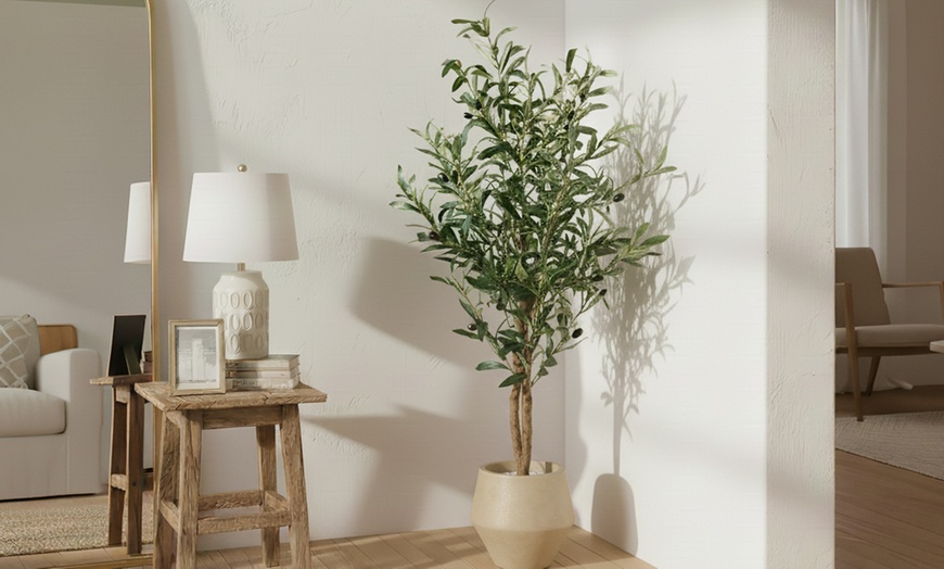 Image 1: Olivo artificial decorativo de 100, 145 o 175 cm con maceta base