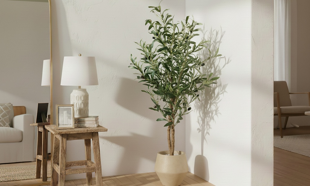 Olivo artificial decorativo de 100, 145 o 175 cm con maceta base