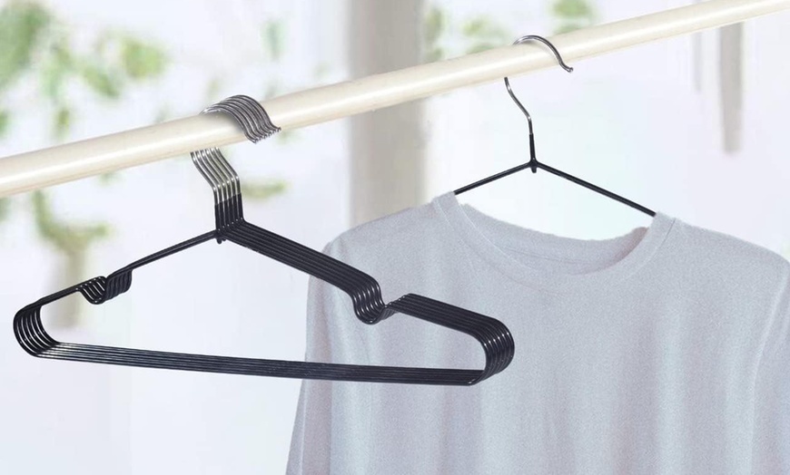 Image 2: Rubber Coated Metal Hangers - Non-Slip, Space Saving, Heavy Duty