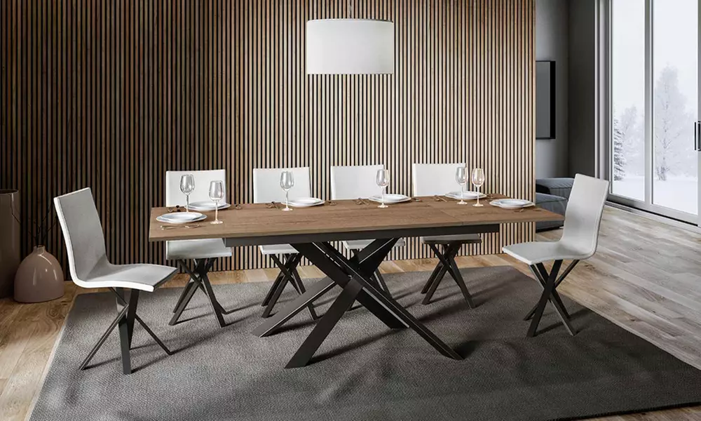 Tavolo allungabile Ganty con bordo in tinta