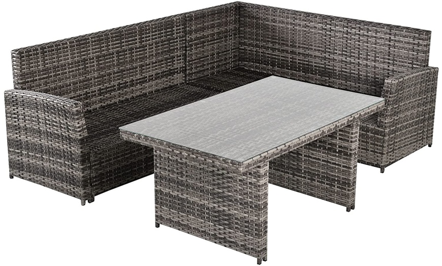 Image 10: Outsunny Rattan-Effect Five-Seater Sofa Set