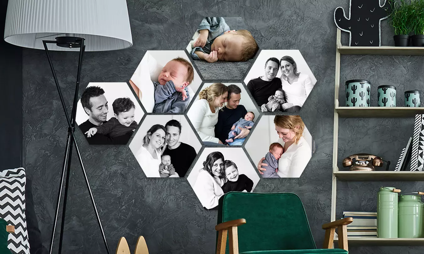 Personalisierbare Hexagon-Fotos als Set in verschiedenen Größen