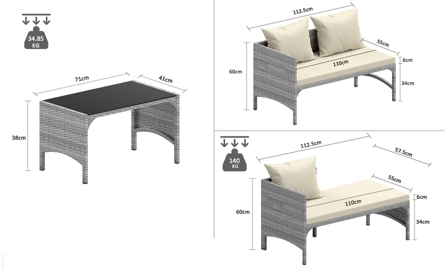 Image 13: Three Piece Outdoor Furniture Set With Table 