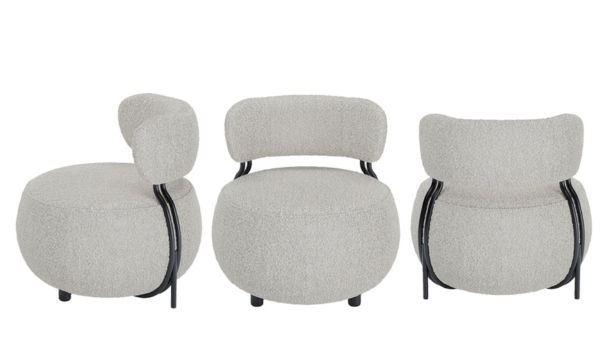 Image 2: Fauteuil "Mia" rond en velours ou laine bouclée