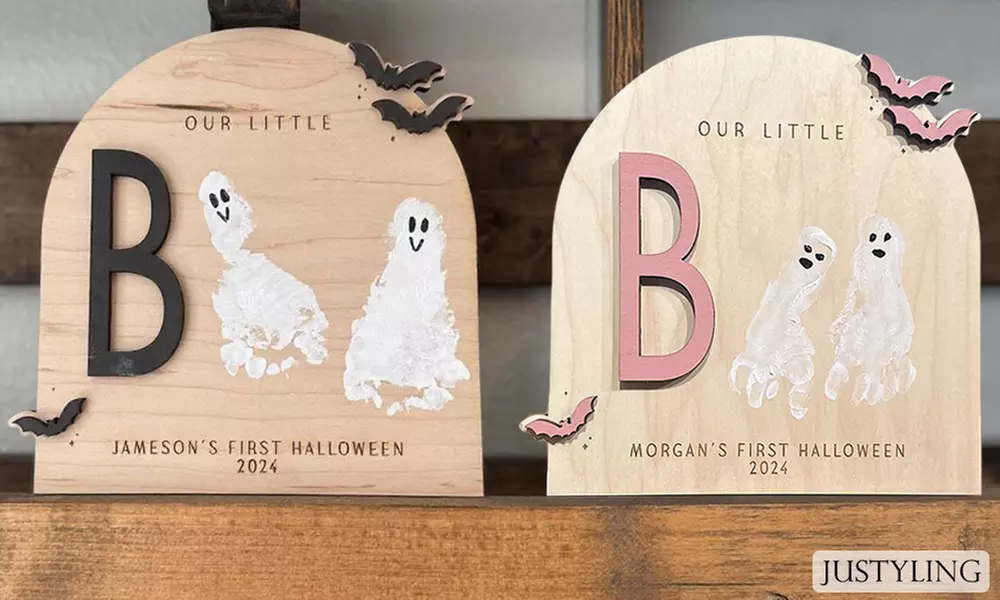 Gepersonaliseerde houten Halloween familie decoratie met namen
