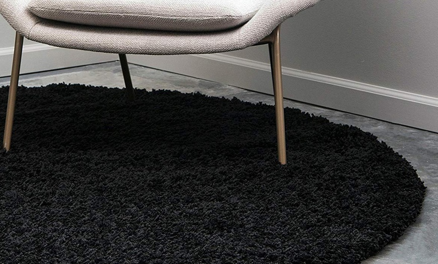 Image 7: California Black Plain Shaggy Rug