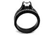 2.10ct Princess Cut Cubic Zirconia and Black Stainless Steel Wedding Ring Set - Second Medium