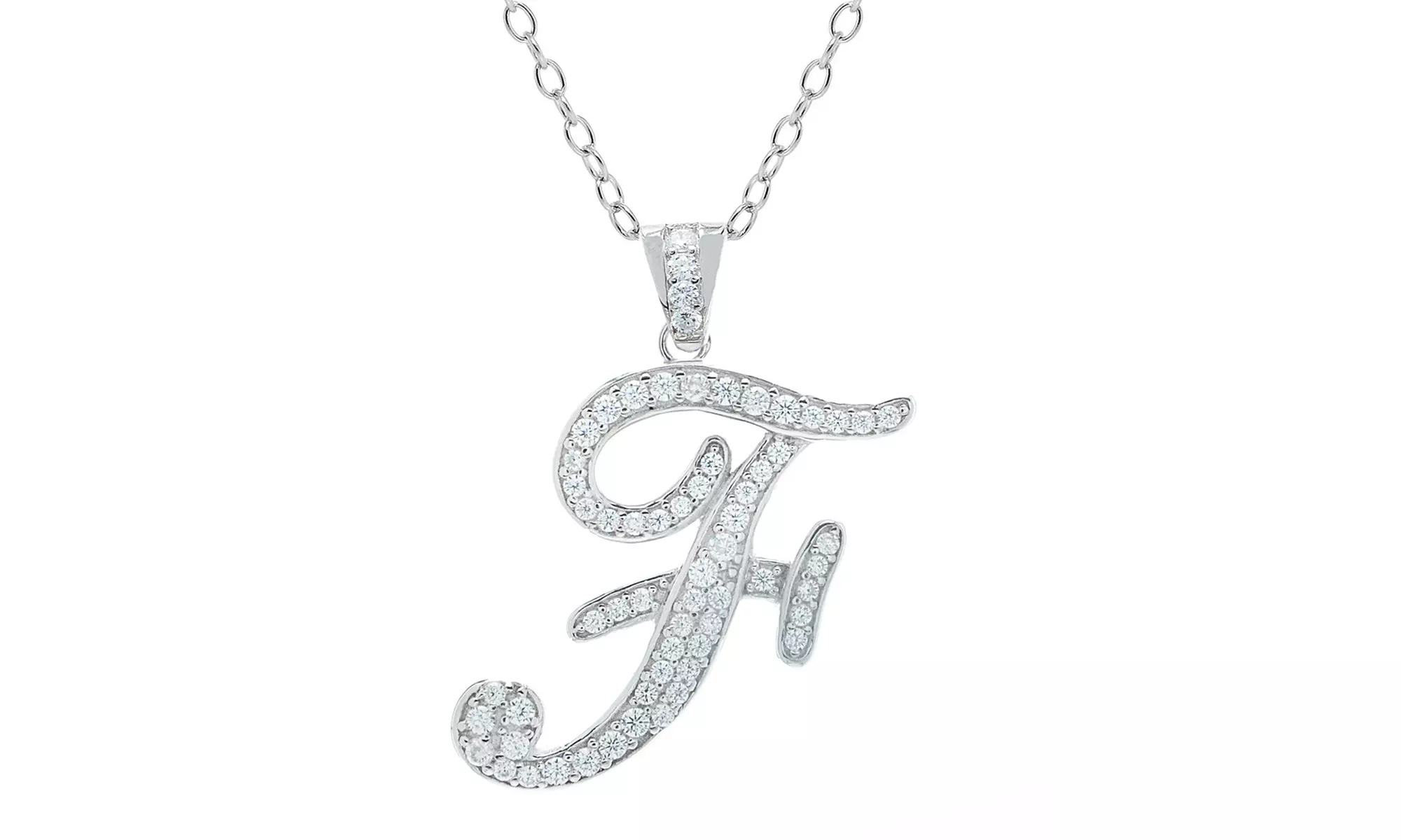 Script Initial Pendant Necklaces in Sterling Silver
