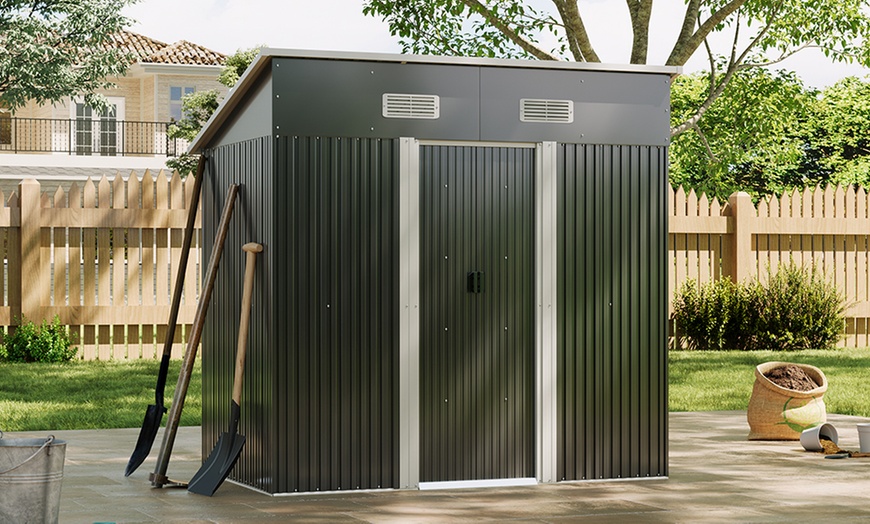 Image 19: Outdoor Garden Compact Metal Storage Shed