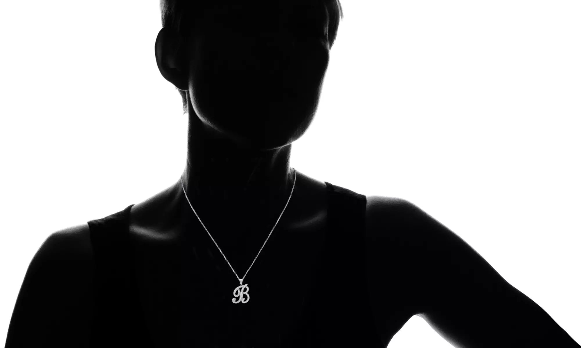 Script Initial Pendant Necklaces in Sterling Silver