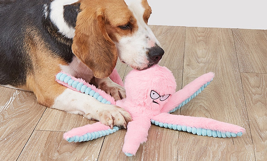 Image 3: Plush Squeaky Octopus Dog Toy