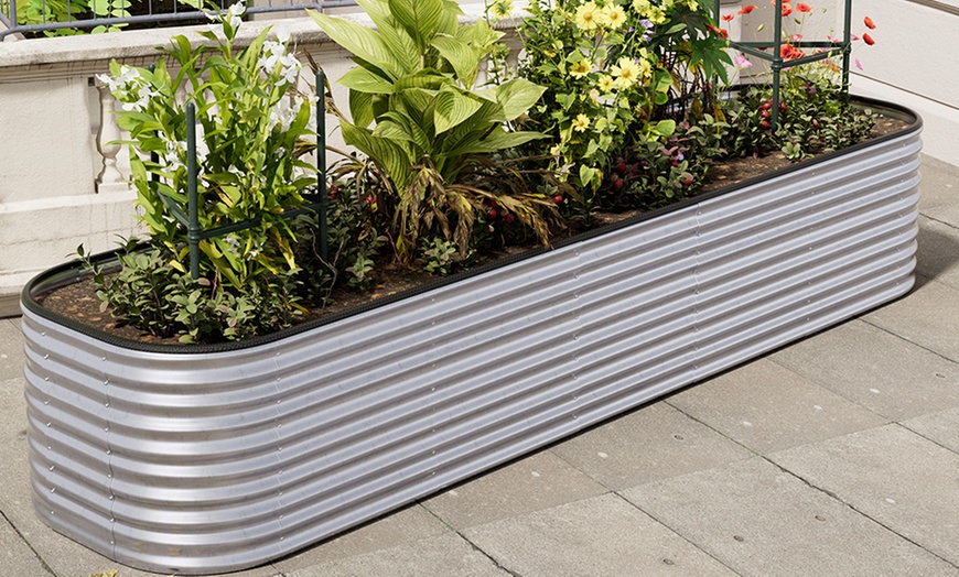 Image 1: Open-Bottom Galvanised Steel Raised Garden Bed