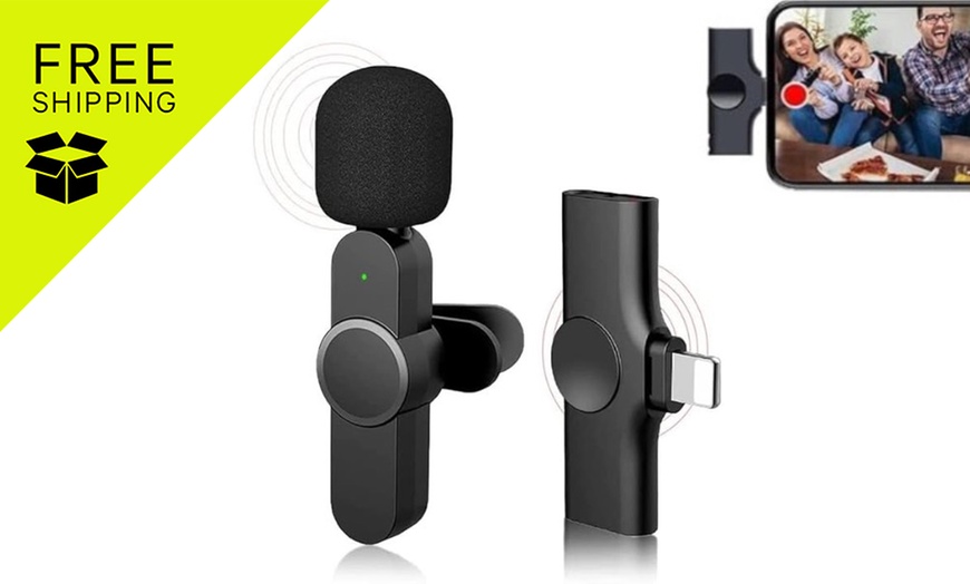 Image 1: 3 Level Noise Reduction Auto Sync Lapel Mic - One or Two