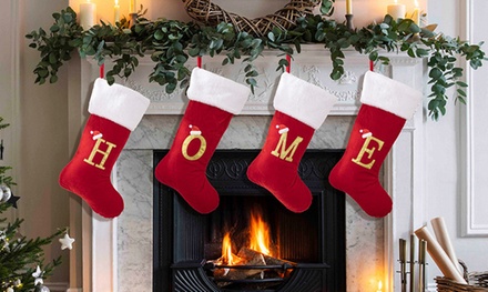 Red Flannel Christmas Stocking  -1Pcs: Letter H - 762258-ST1; Free Shipping