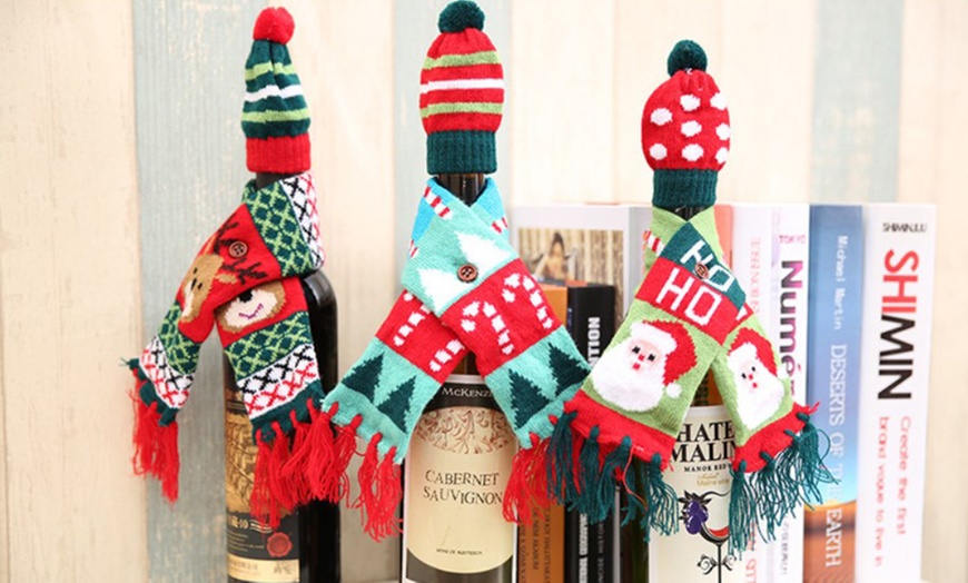 Image 2: Christmas Wine Bottle Decorations