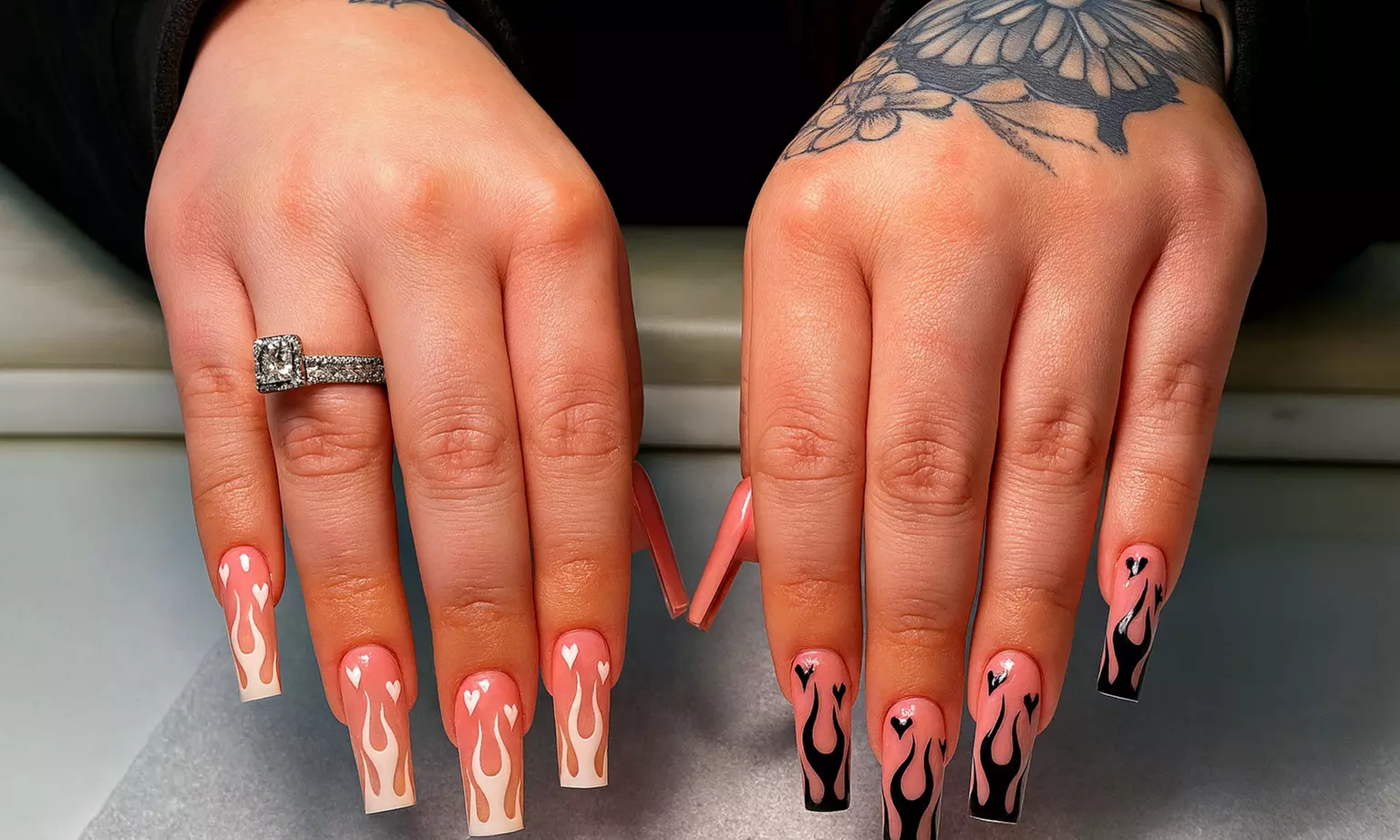 Acrylic Nail Extensions w/ Classic or Gelish Color & Optional Pedicure