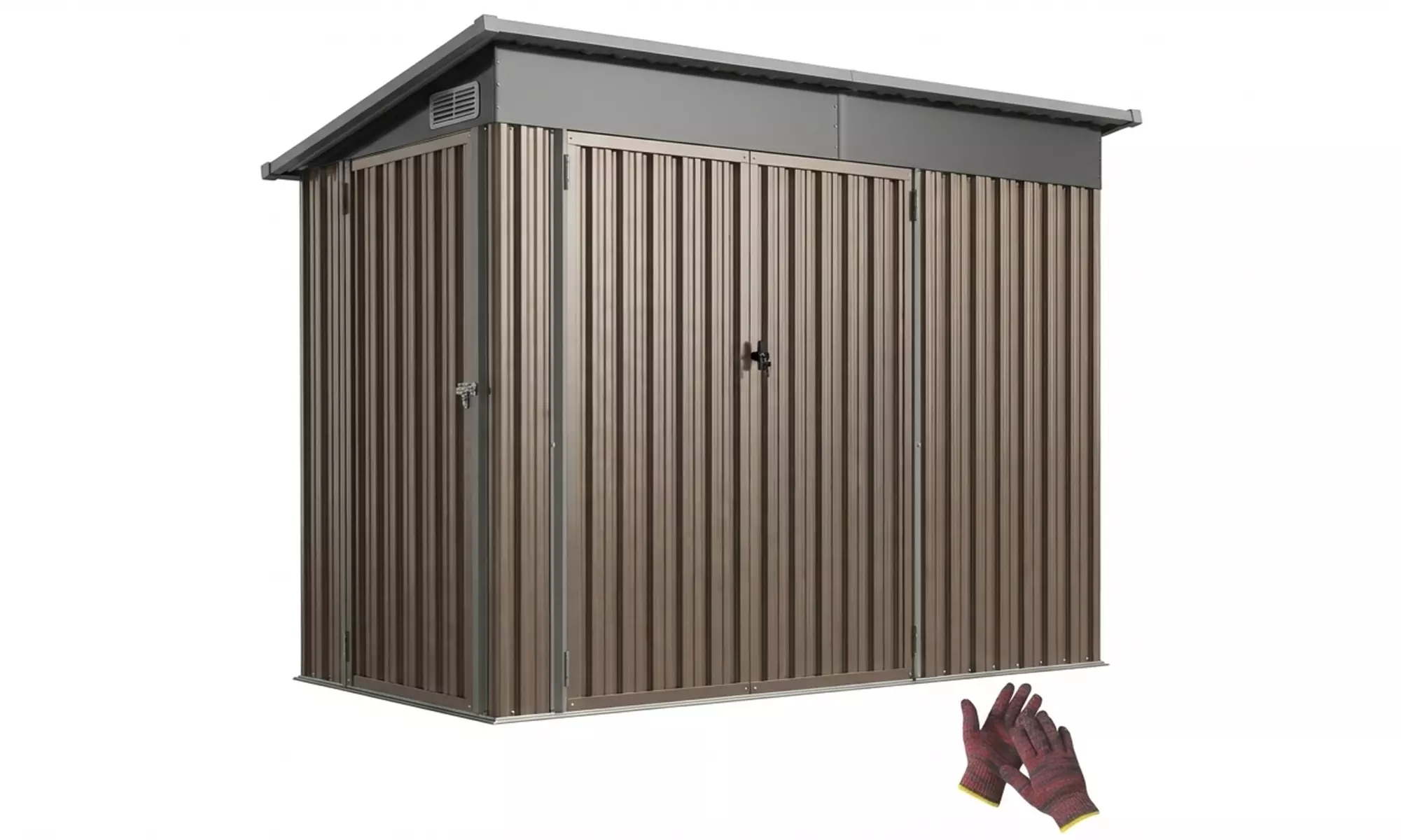 Outsunny Metal Garden Storage Shed with Double Doors and Side Door