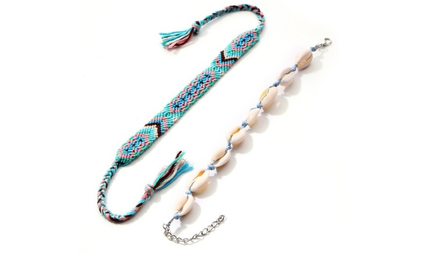 Image 6: Shell and Braided Anklet Set