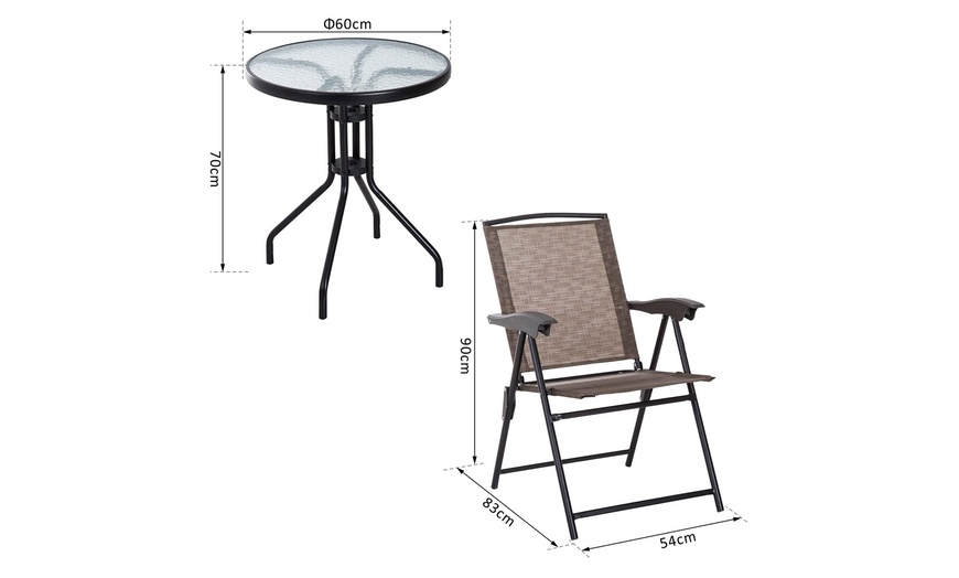 Image 10: Outsunny Three-Piece Outdoor Bistro Table and Chairs Set