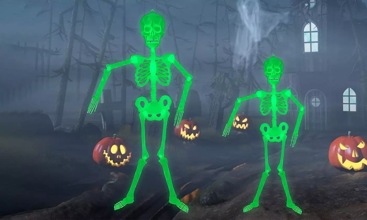 5ft Halloween Luminous Skeleton Full Body Glow-in-Dark Skeleton Hanging Decor