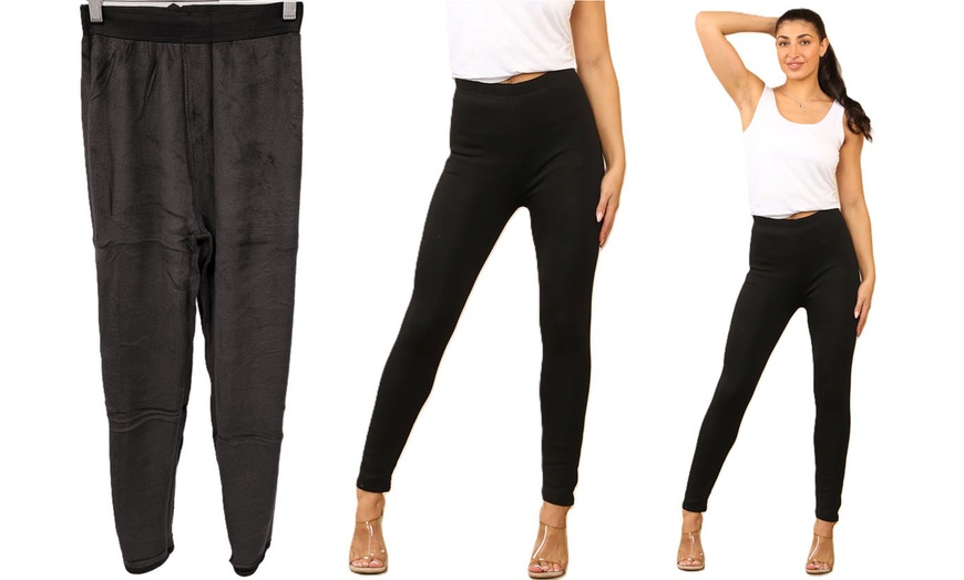 Image 13: Thick Fur Lined Leggings in Regular and Plus Sizes