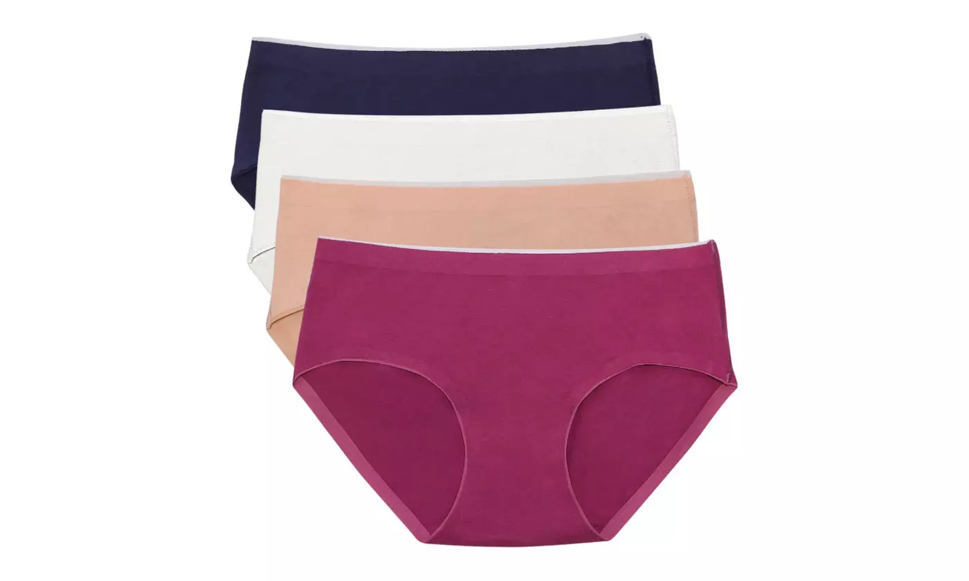 4-Pack Women's Cotton Mid Waist Full Panties No Show Brief Cut Underwear