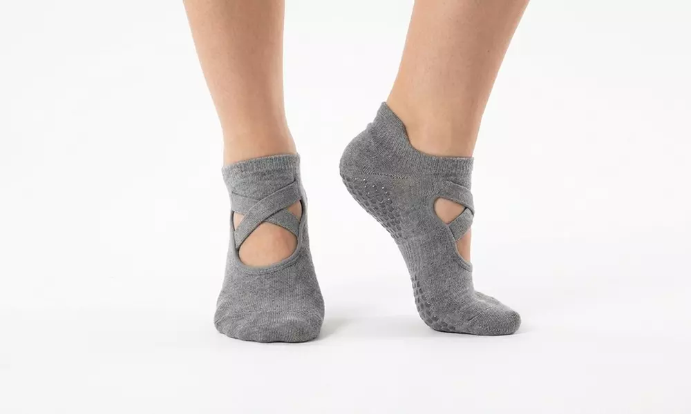 Pack of Three Non-Slip Cross Strap Socks