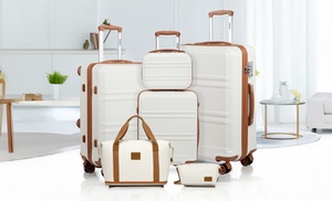 Kono Six-Piece Cream Hard Shell Suitcase and Bag Set Kono Six-Piece Cream Hard Shell Suitcase and Bag Set
