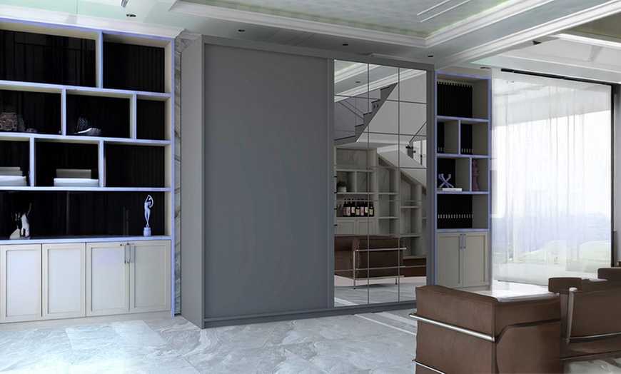 Image 2: Swiss Sliding Wardrobe with Mirrored Door