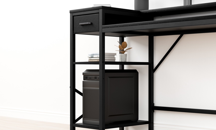 Image 8: Four-Tier Computer Desk PC Laptop Desk Home Office Writing Study Desk