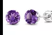 White Gold Plated 6mm Round Amethyst Solitaire Stud Earrings - Second Medium