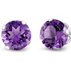 Image 2: White Gold Plated 6mm Round Amethyst Solitaire Stud Earrings
