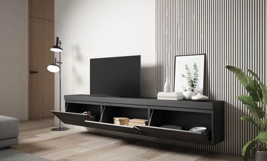 Image 4: Meuble TV suspendu avec grande capacité de rangement  