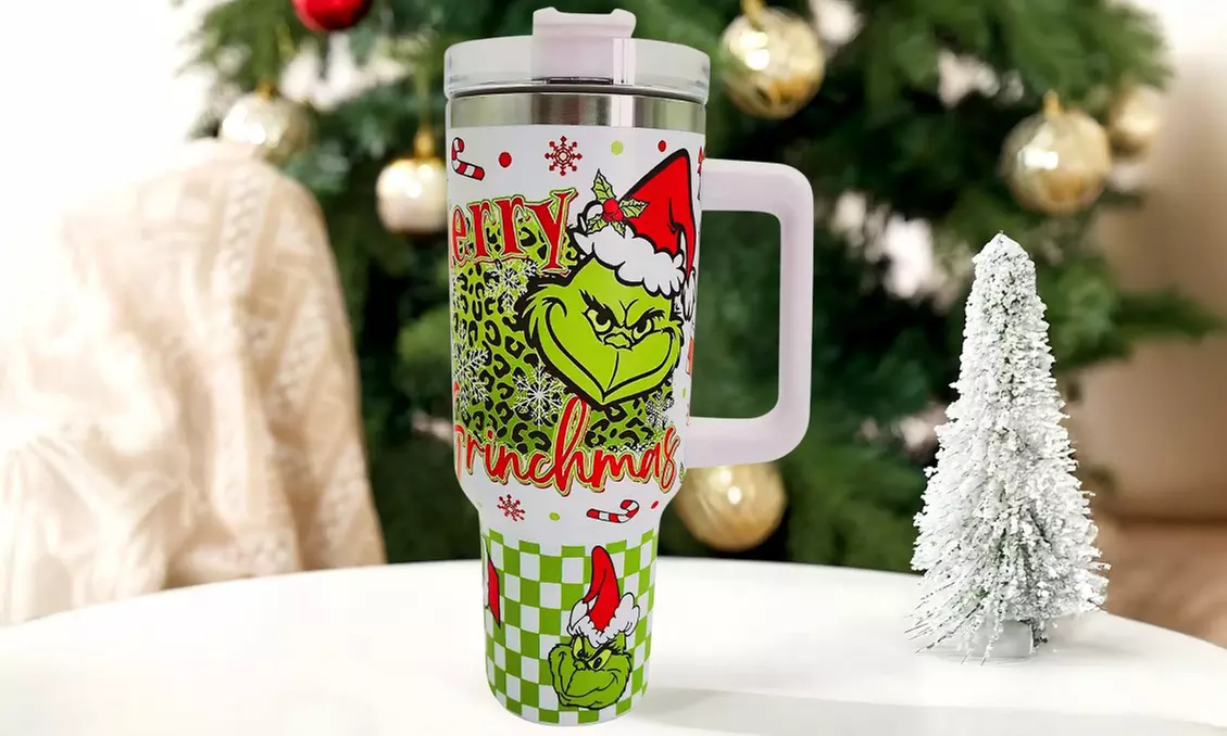 1x oder 2x Edelstahl-Thermobecher 1,2 L mit Grinch-Motiv
