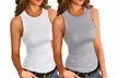 2Pack Women Sleeveless Basic Slim Knit Ribbed Tank Tops - Second Medium