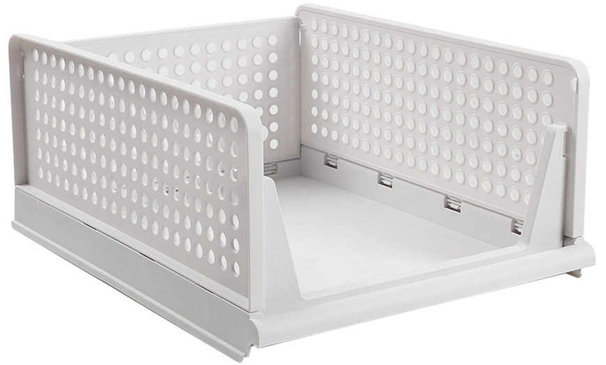 Image 7: Foldable Stackable Drawer Storage Basket 