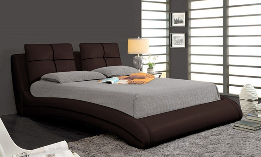 Image 2: Upholstered Curved Bed Frame